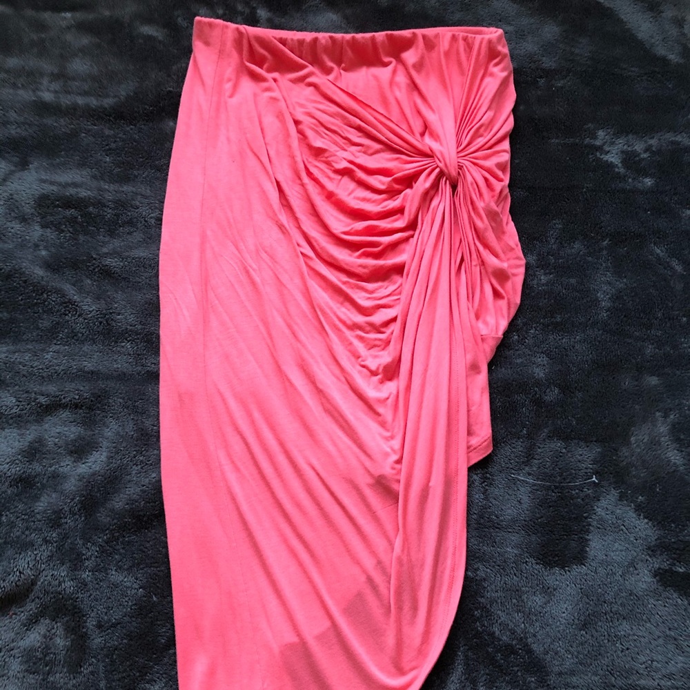 Asymmetrical neon pink skirt